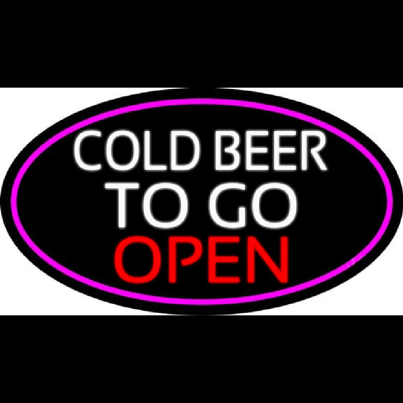 Cold Beer To Go Open Oval With Pink Border Neonkyltti