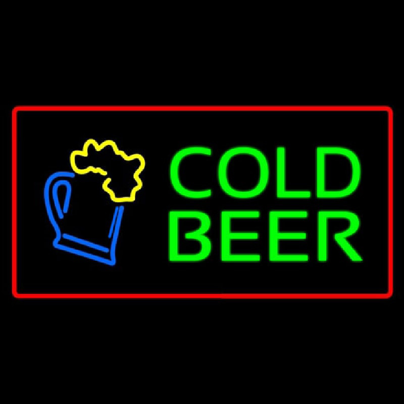 Cold Beer with Red Border Neonkyltti