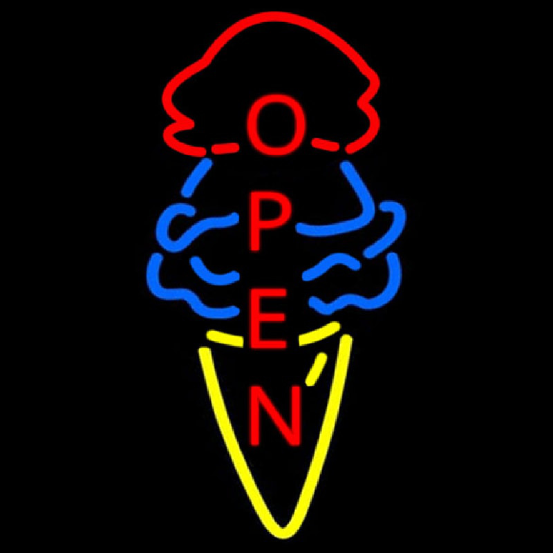 Cone Ice Cream Open Neonkyltti