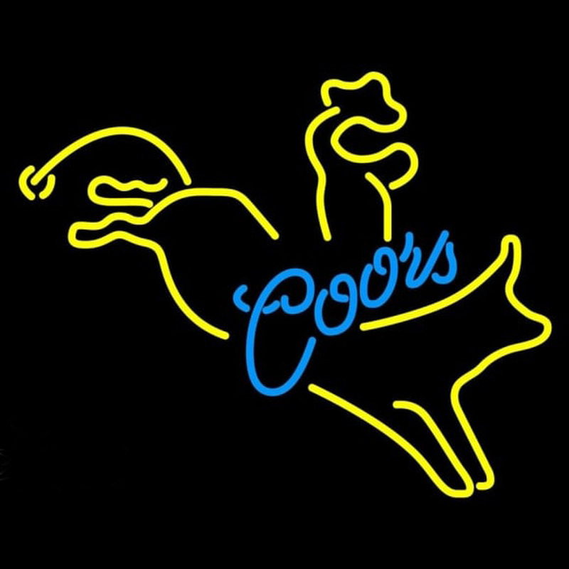 Coors Bucking Bronco Beer Sign Neonkyltti