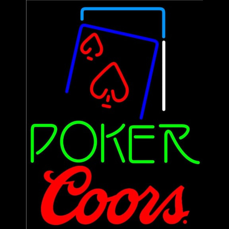 Coors Green Poker Red Heart Neonkyltti