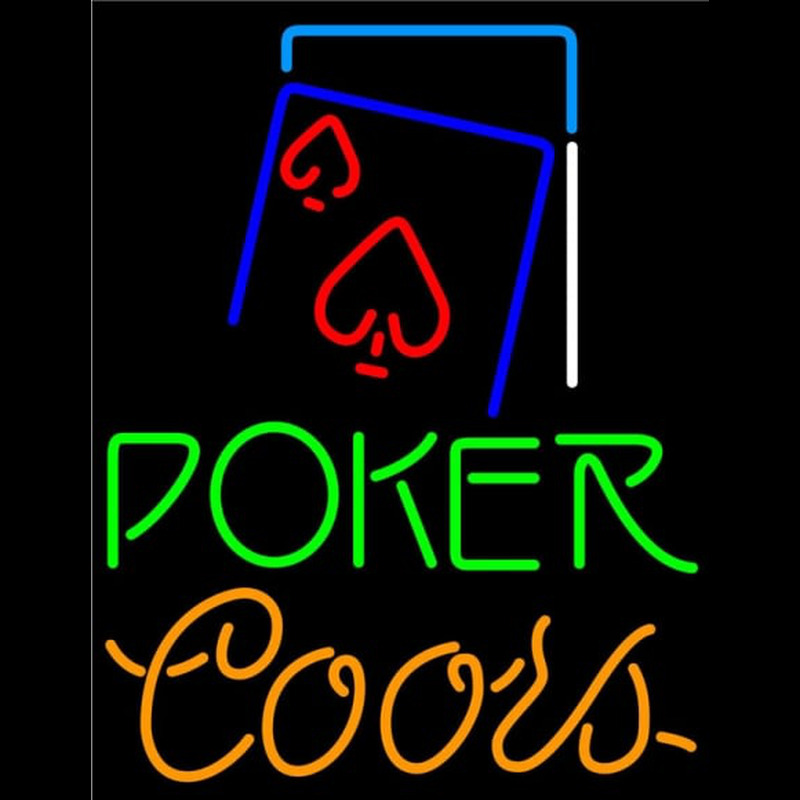 Coors Green Poker Red Heart Neonkyltti
