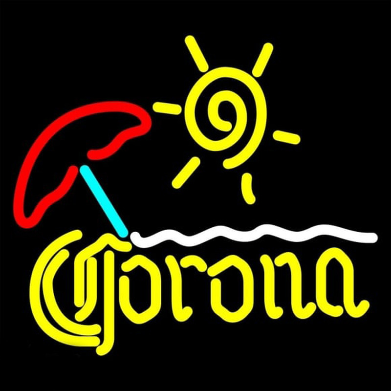 Corona Beach Sun Umbrella On Sand Beer Sign Neonkyltti