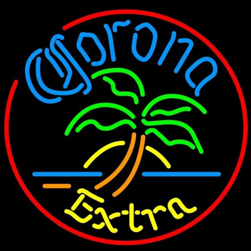 Corona E tra Circle Palm Tree Beer Sign Neonkyltti