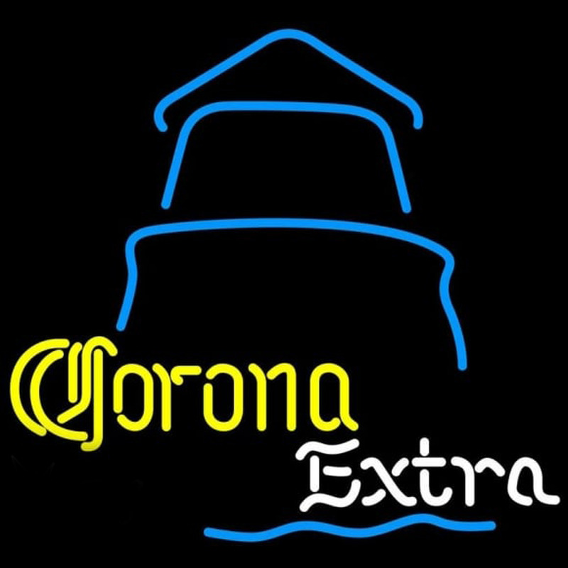 Corona E tra Day Lighthouse Beer Sign Neonkyltti