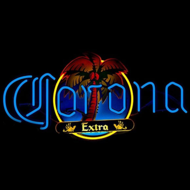 Corona E tra Palm Tree in Circle Beer Sign Neonkyltti