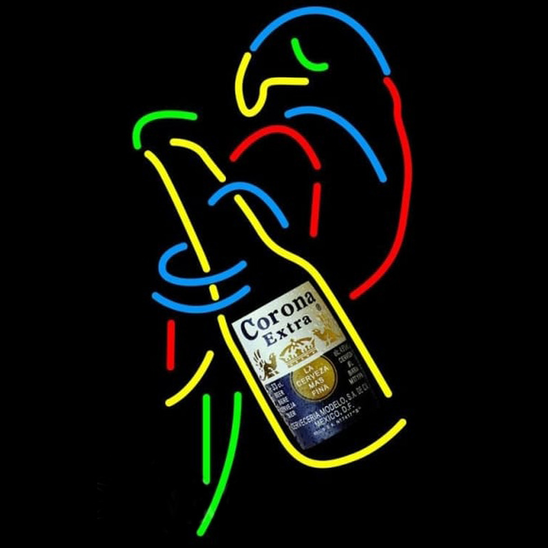 Corona E tra Parrot With Bottle Beer Sign Neonkyltti