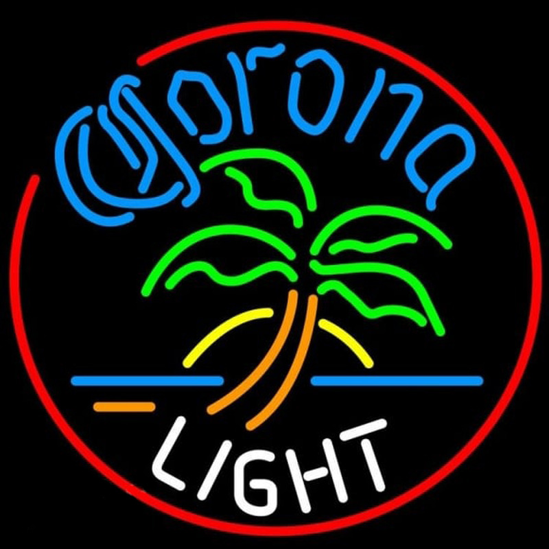 Corona Light Circle Palm Tree Beer Sign Neonkyltti