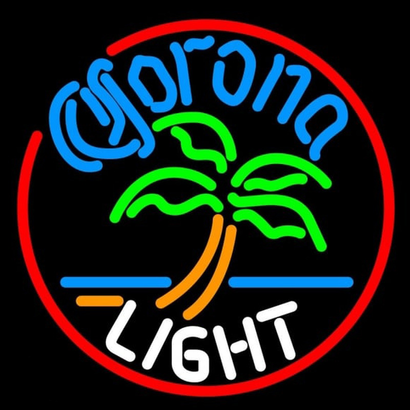 Corona Light Circle Palm Tree Beer Sign Neonkyltti
