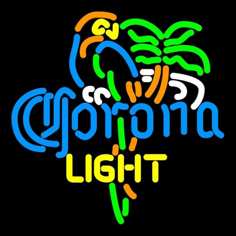 Corona Light Parrot Palm Tree Beer Sign Neonkyltti