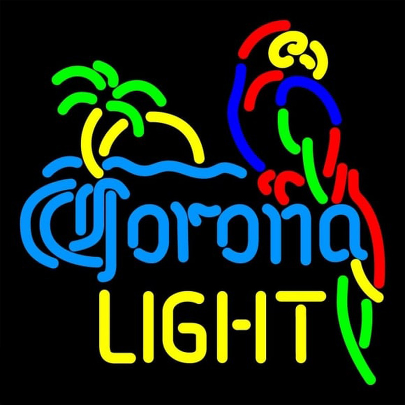 Corona Light Parrot With Palm Beer Sign Neonkyltti