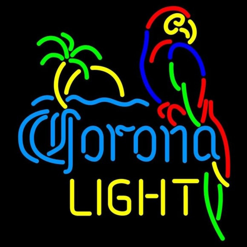 Corona Light Parrot with Palm Beer Sign Neonkyltti