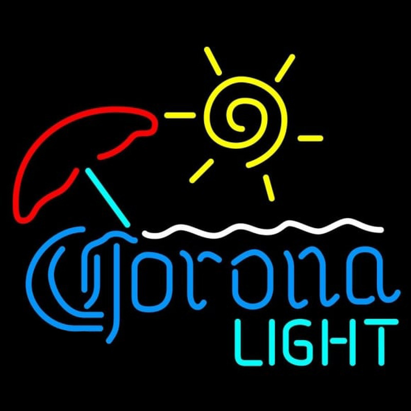 Corona Light Umbrella with Sun Beer Sign Neonkyltti