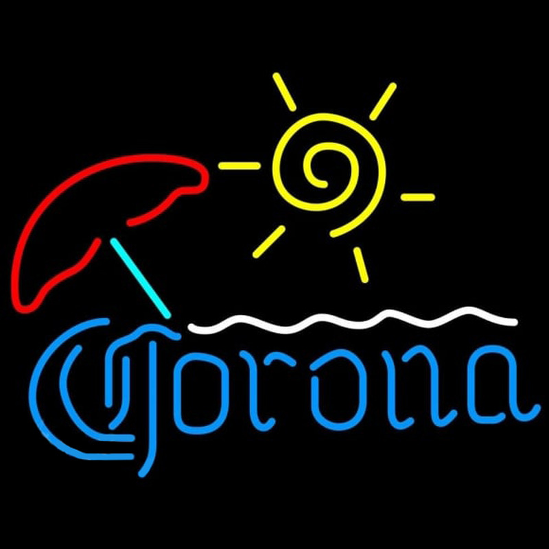 Corona Umbrella with Sun Beer Sign Neonkyltti