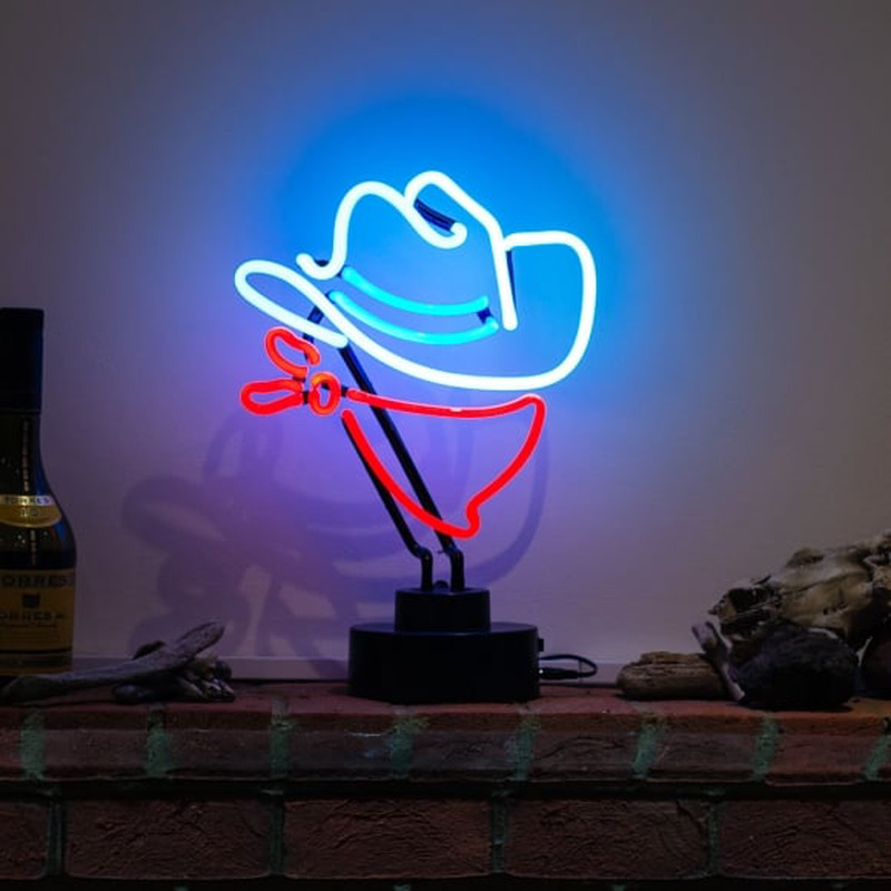 Cowboy Blue Hat Desktop Neonkyltti