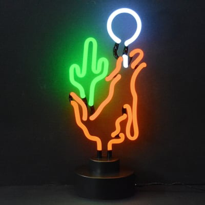 Coyote Moon Cactus Desktop Neonkyltti