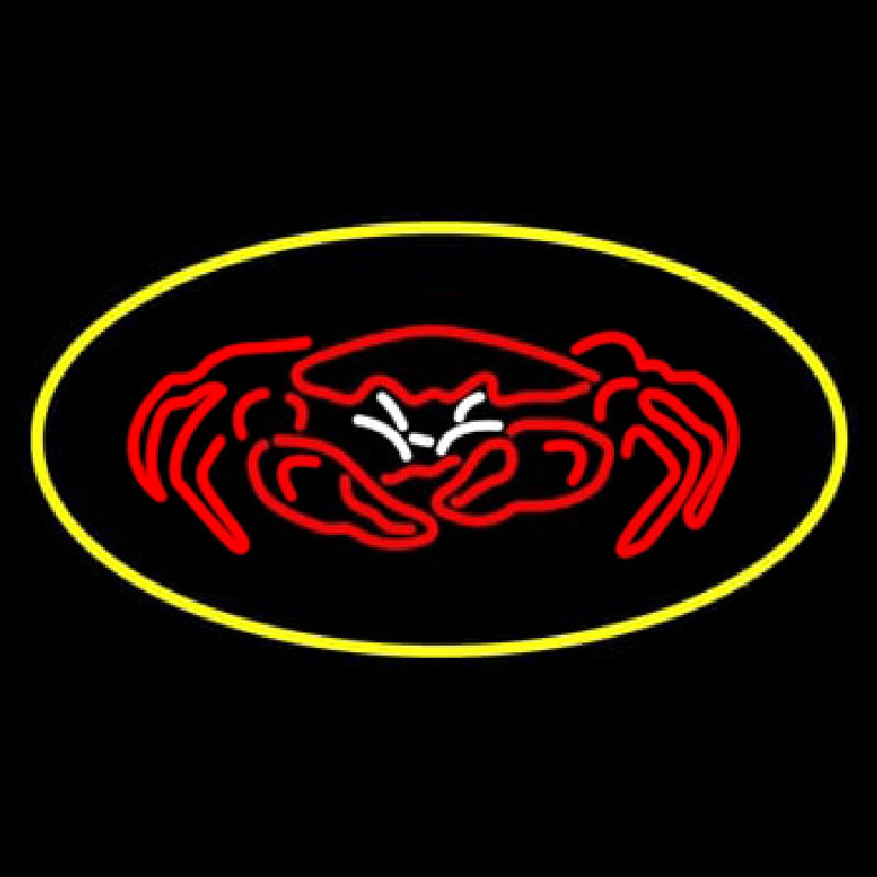 Crab Seafood Logo Oval Yellow Neonkyltti