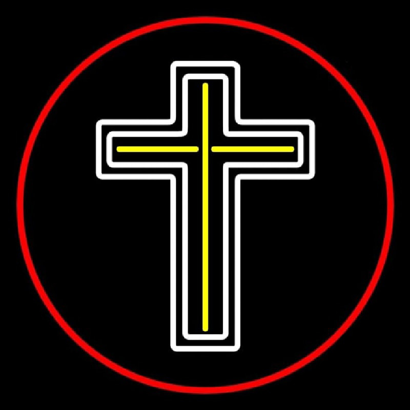 Cross Red Border Neonkyltti