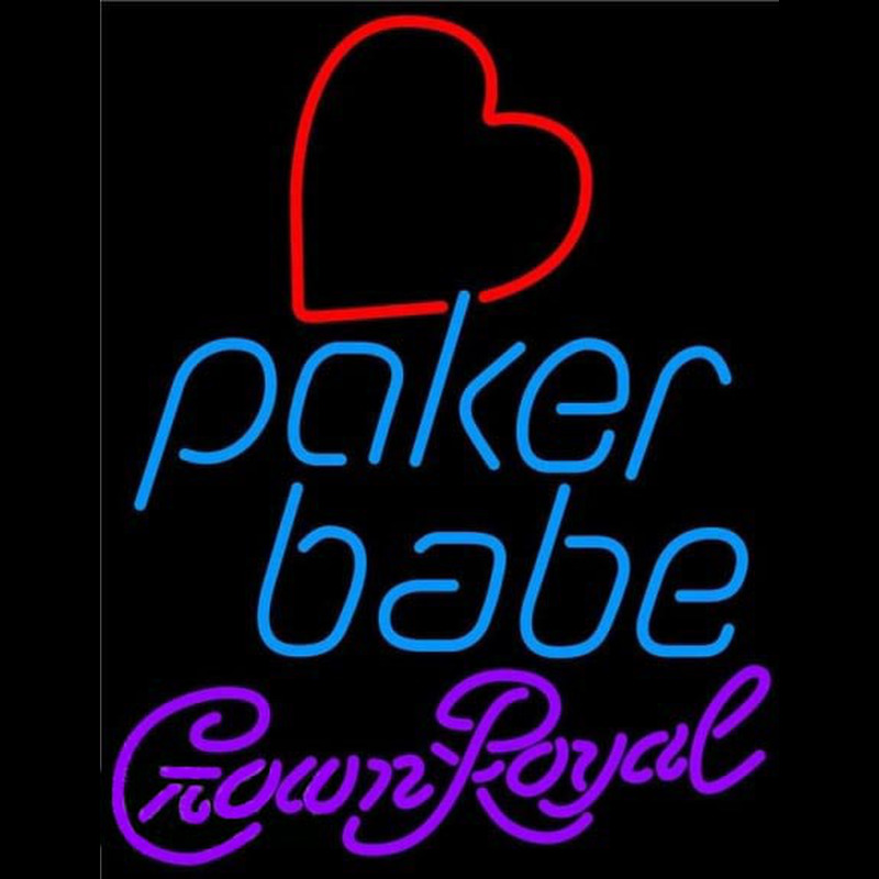 Crown Royal Poker Girl Heart Babe Beer Sign Neonkyltti