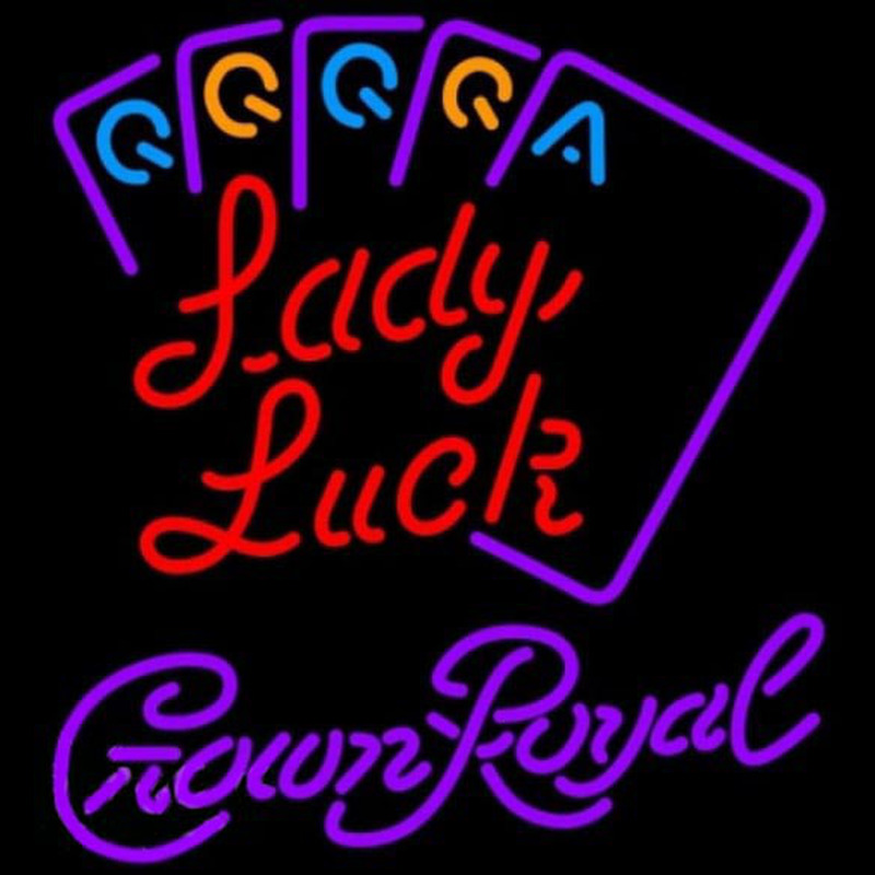 Crown Royal Poker Lady Luck Series Beer Sign Neonkyltti