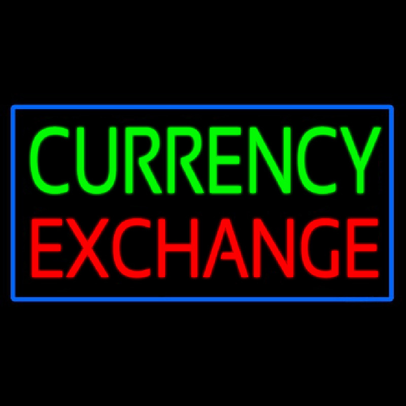 Currency E change Blue Border Neonkyltti
