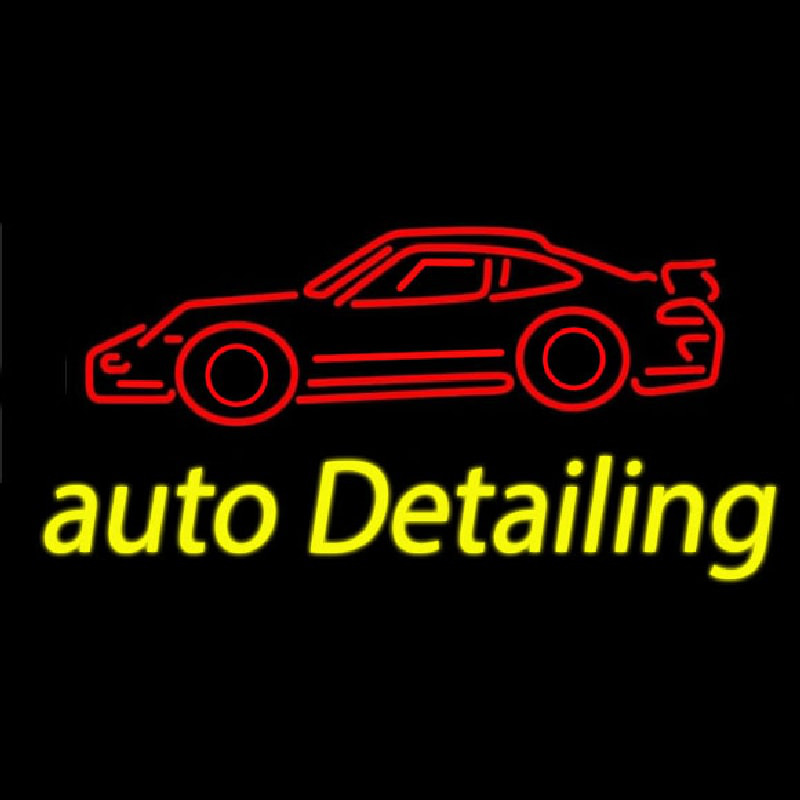 Cursive Auto Detailing With Car Logo 1 Neonkyltti
