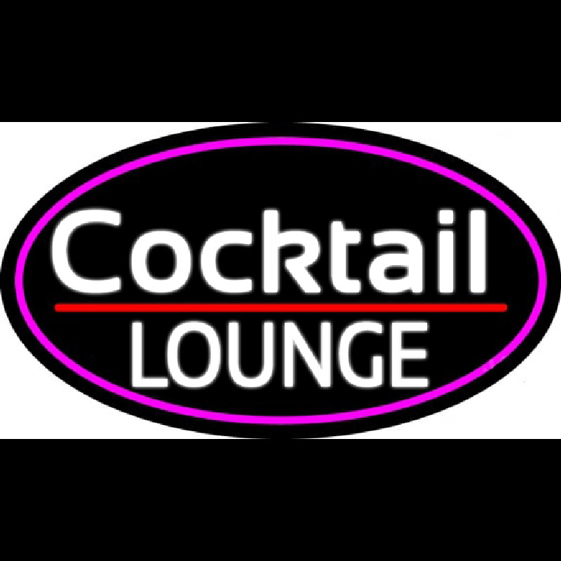 Cursive Cocktail Lounge Oval With Pink Border Neonkyltti