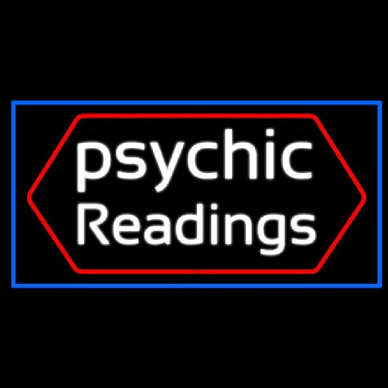 Cursive Psychic Readings With Blue Border Neonkyltti