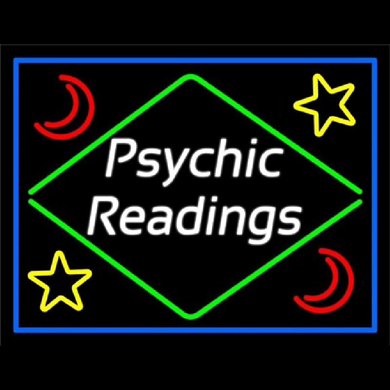Cursive Psychic Readings With Border Neonkyltti