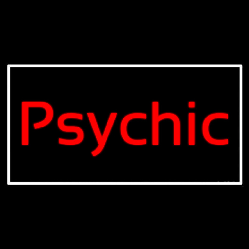 Cursive Red Psychic White Border Neonkyltti