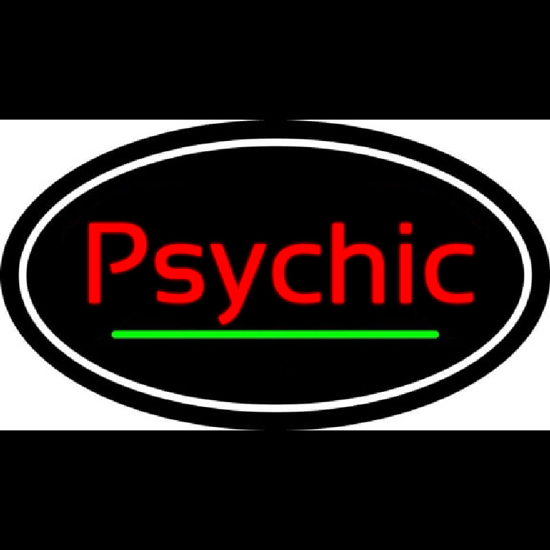 Cursive Red Psychic White Border With Green Line Neonkyltti