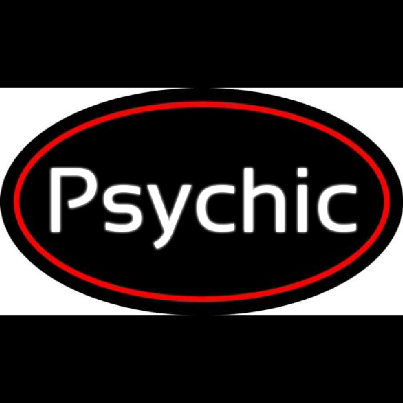 Cursive White Psychic Red Border Neonkyltti