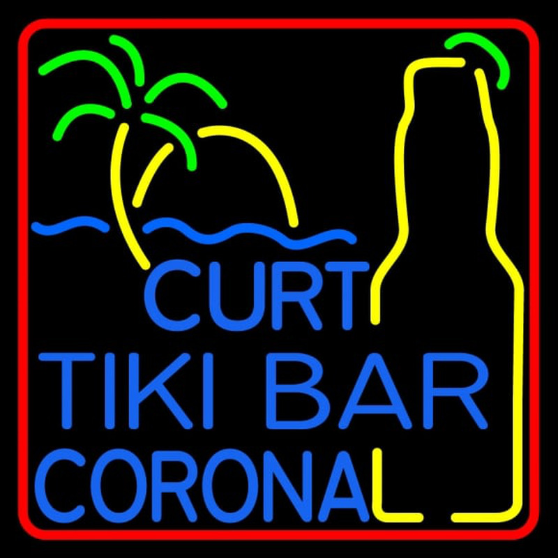 Custom Curt Tiki Bar Corona Logo Neonkyltti