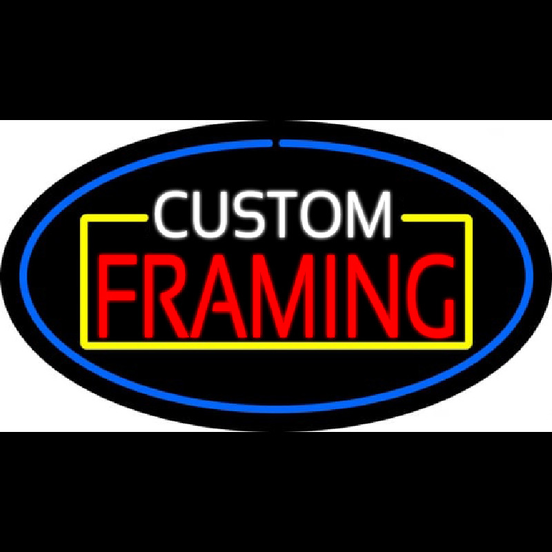 Custom Framing Blue Oval Neonkyltti