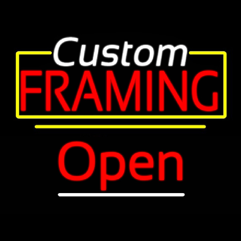 Custom Framing Open Yellow Line Neonkyltti