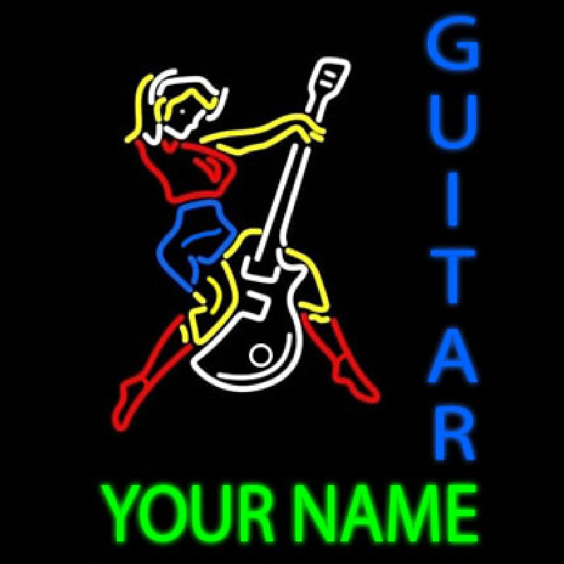 Custom Guitar Logo And Blue Guitar Neonkyltti