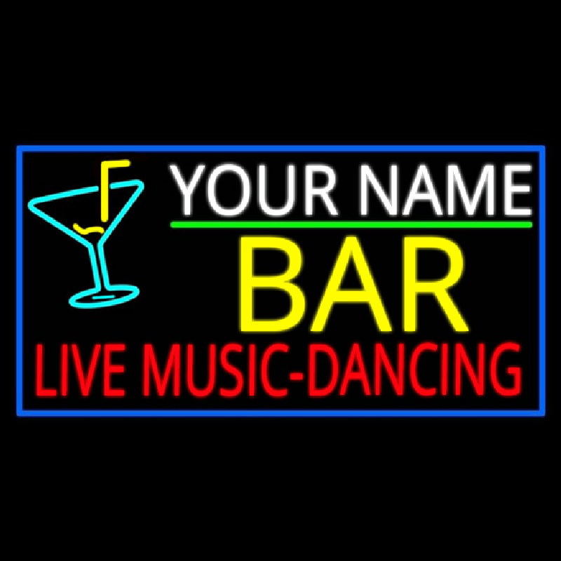 Custom Red Live Music Dancing Yellow Bar And Blue Border Neonkyltti