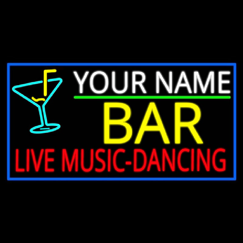 Custom Red Live Music Dancing Yellow Bar And Blue Border Neonkyltti