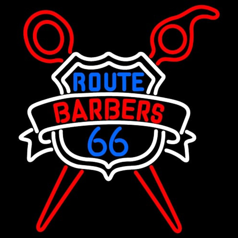 Custom Route Barbers 66 Logo Neonkyltti