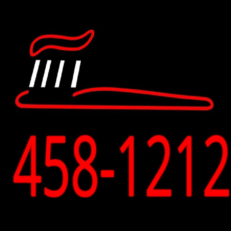 Dentist Brush Logo With Phone Number Neonkyltti