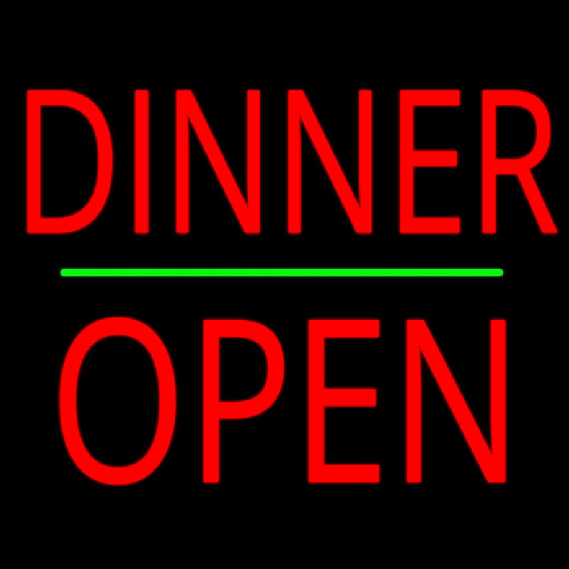Dinner Block Open Green Line Neonkyltti