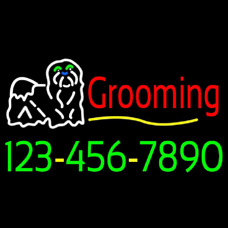 Dog Logo Grooming Phone Number Neonkyltti