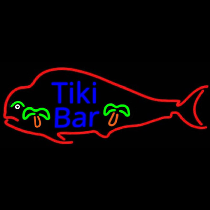 Dolphin Tiki Bar Real Neon Glass Tube Neonkyltti