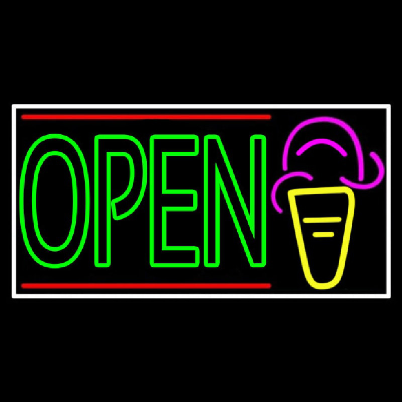 Double Stroke Green Open Ice Cream Cone Neonkyltti