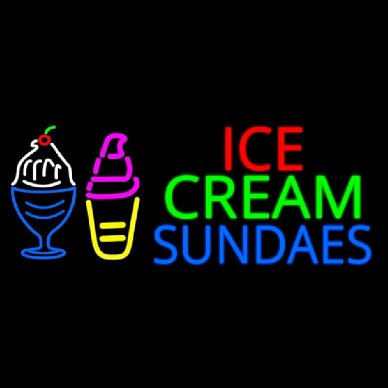 Double Stroke Ice Cream Sundaes Neonkyltti