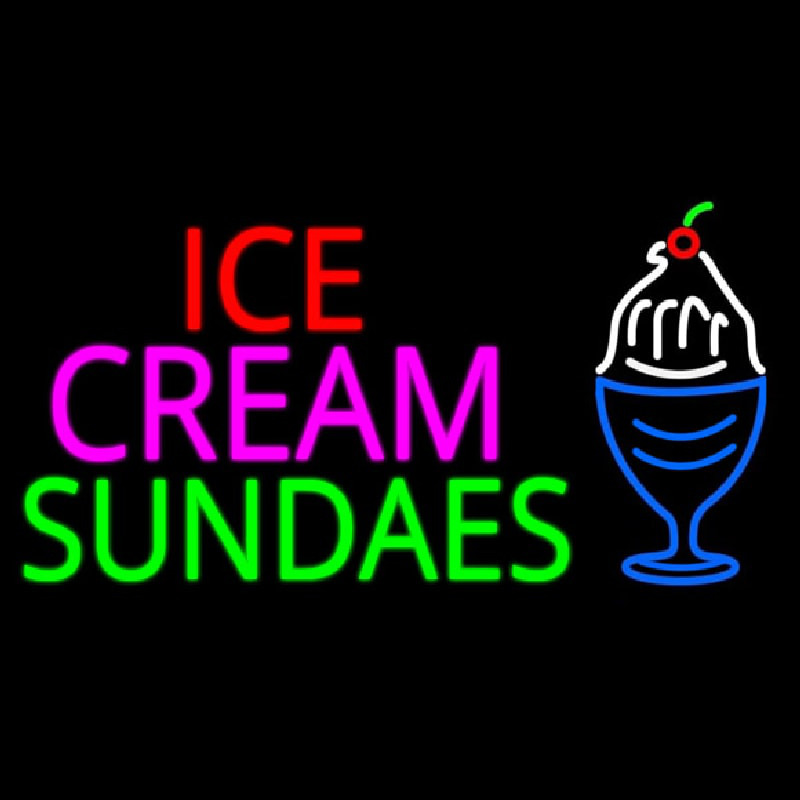 Double Stroke Ice Cream Sundaes Neonkyltti