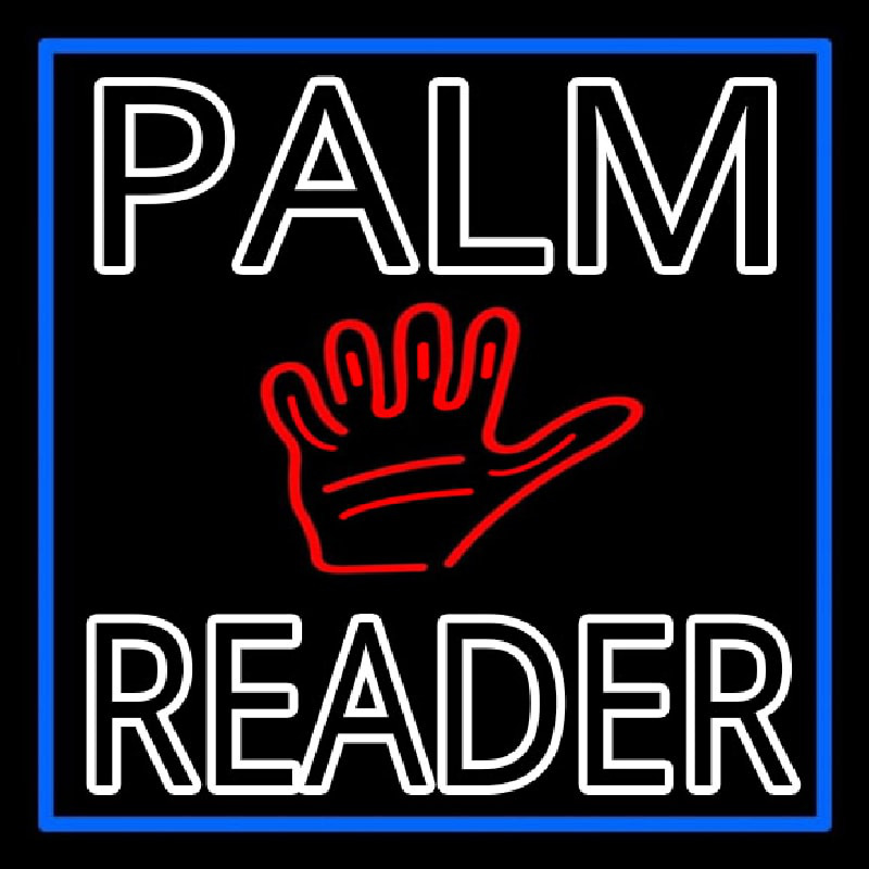 Double Stroke Palm Reader With Blue Border Neonkyltti