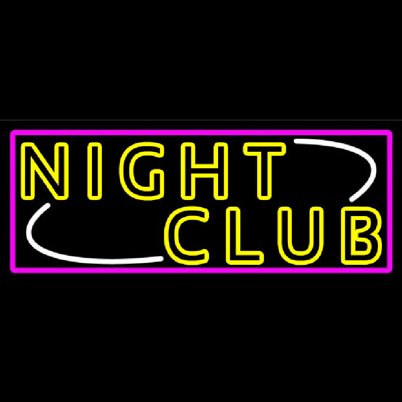 Double Stroke Yellow Night Club Pink Border Neonkyltti