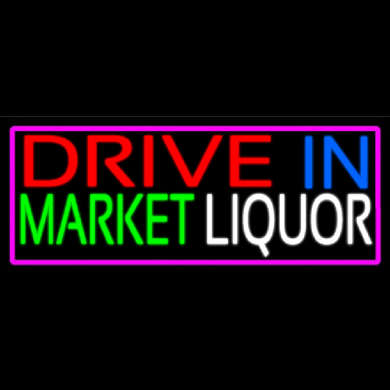 Drive In Market Liquor With Pink Border Neonkyltti
