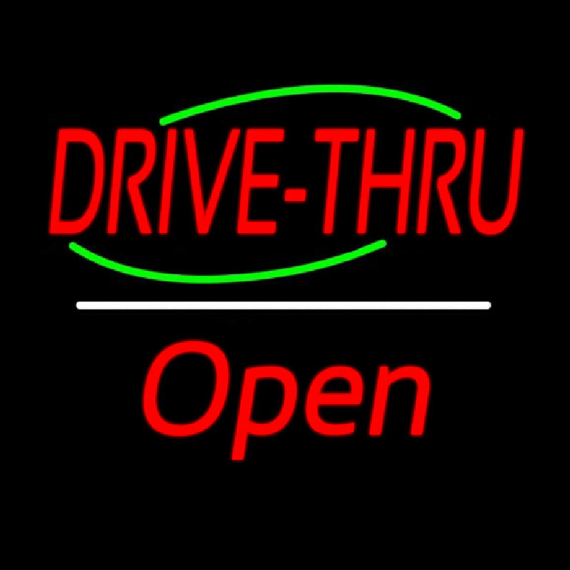 Drive Thru Open White Line Neonkyltti